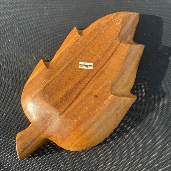 VTG Monkey Pod Wood Wooden Divided Dish Serving Bowl Tray Philippines 15" - Picture 3 of 6